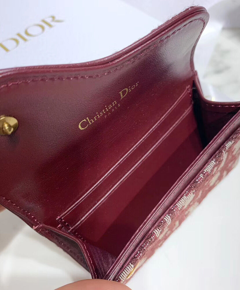 Christian Dior Oblique Saddle Canvas Wallet Red